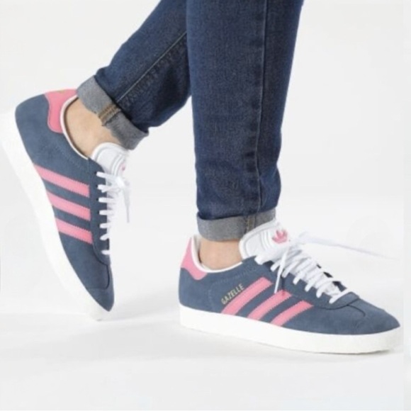 adidas Shoes - Adidas Gazelle "Ink Lucid Pink" Navy Blue with Pink Suede Sneakers size 6.5 NEW